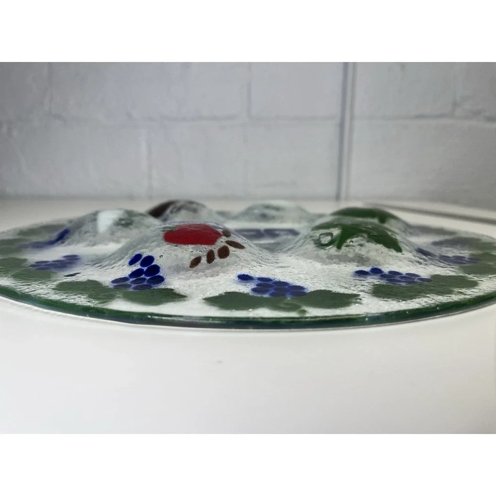 Peggy Karr Passover Seder Plate Fused Art Glass Grapes Judaica‎ Holiday